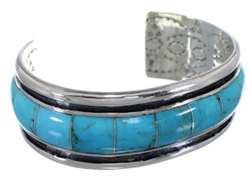 Turquoise Inlay Sterling Silver Cuff Bracelet EX41616